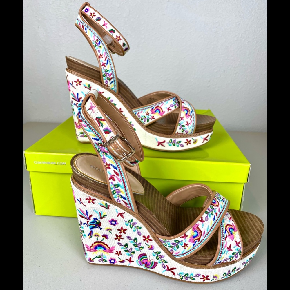 Gianni Bini Boho Lusia Platform Wedge Sandals 10